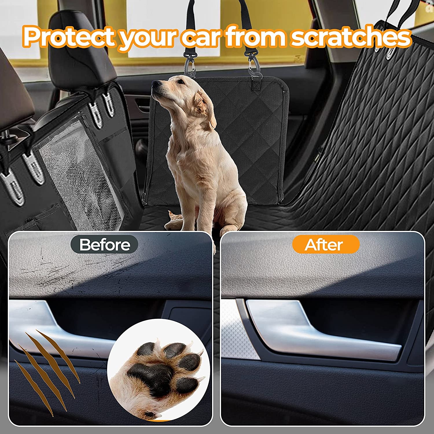 100 Waterproof Pet Seat Protector with Mesh Window Black